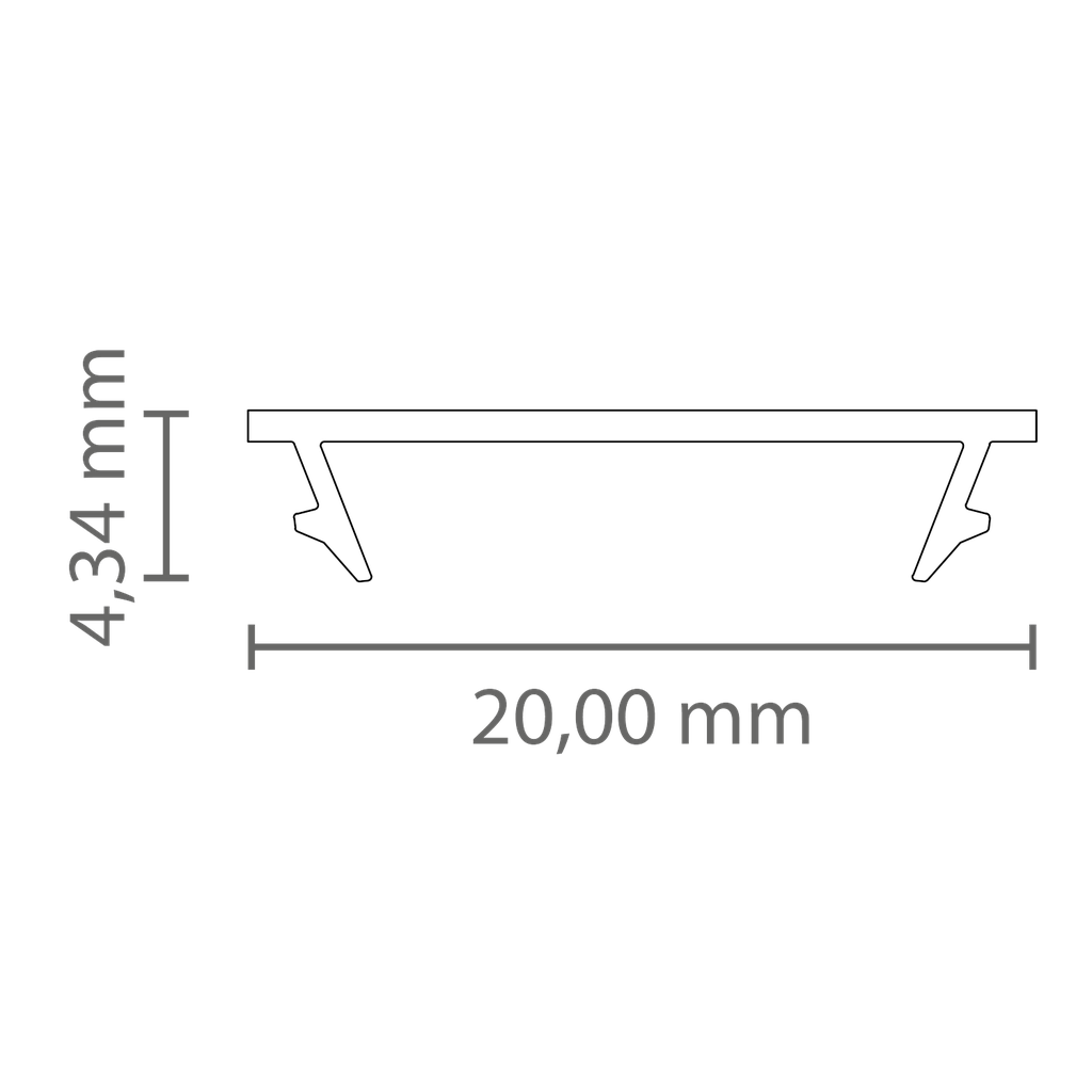 [431001020000] PC45_16 Cover FLAT f. LED Alu-Profile Exo-F1/F1H/F2/N1/N2/T3/T3H/T5/V2 | Polycarbonat (Schwarz RAL9005, 1M)