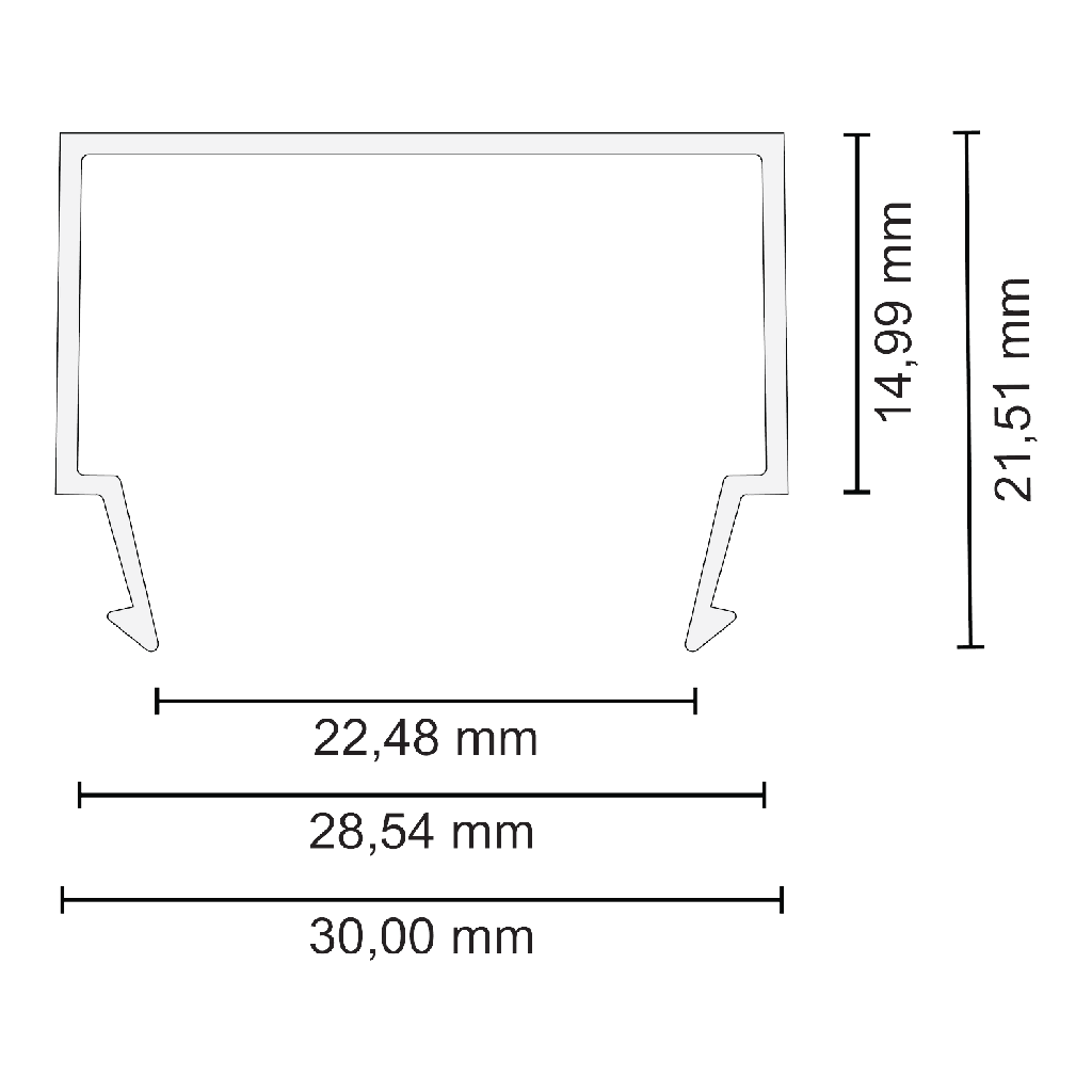 [432001030150] PC51_24 Cover HIGH f. LED Alu-PROFIL Exo-N3/N4 | Polycarbonat (Schwarz RAL9005, 2M)