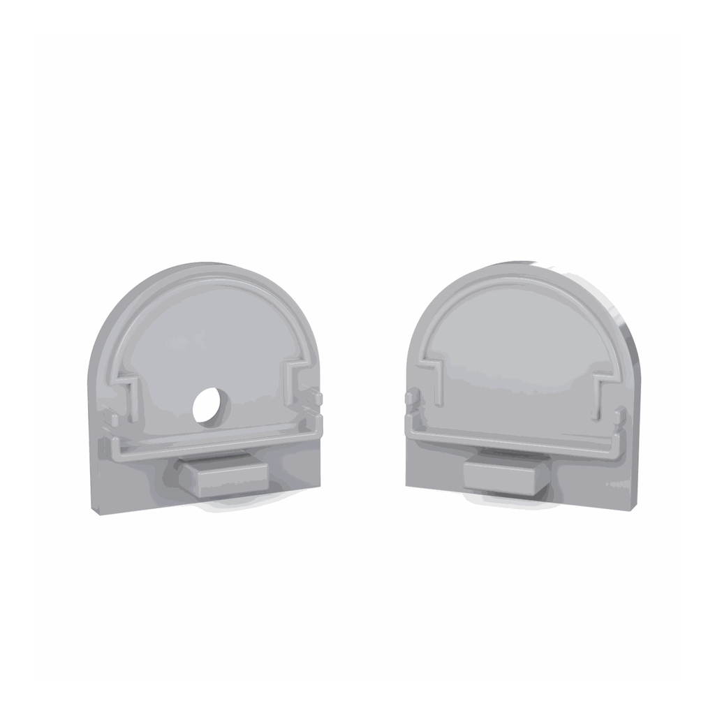 [510004129815] CAP-N3 Endkappe | HALF-ROUND | mit Loch | aluminium-silber