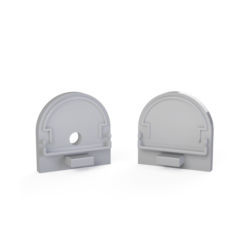 [510004129815] CAP-N3 Endkappe | HALF-ROUND | mit Loch | aluminium-silber