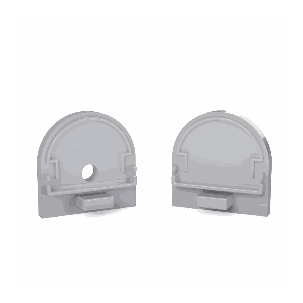 [510004129815] CAP-N3 Endkappe | HALF-ROUND | mit Loch | aluminium-silber