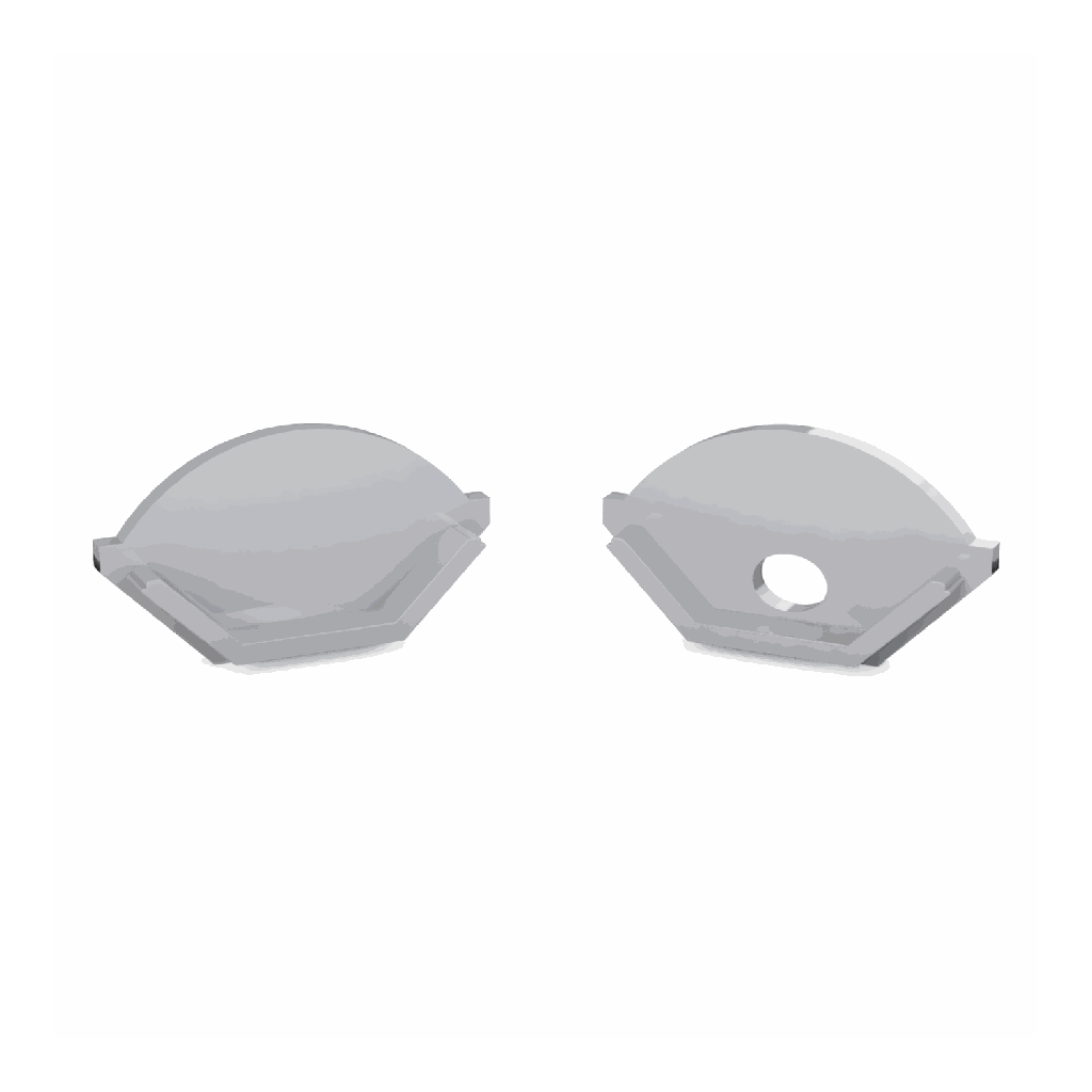 CAP-V1 Endkappe | HALF-ROUND | ohne Loch | aluminium-silber