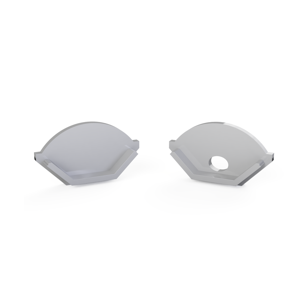 CAP-V1 Endkappe | HALF-ROUND | mit Loch | aluminium-silber