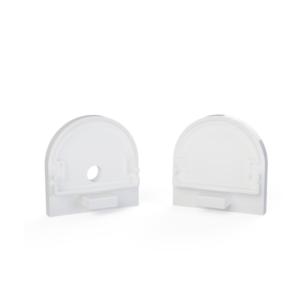 [520004129815] CAP-N3 Endkappe | HALF-ROUND | mit Loch | weiss