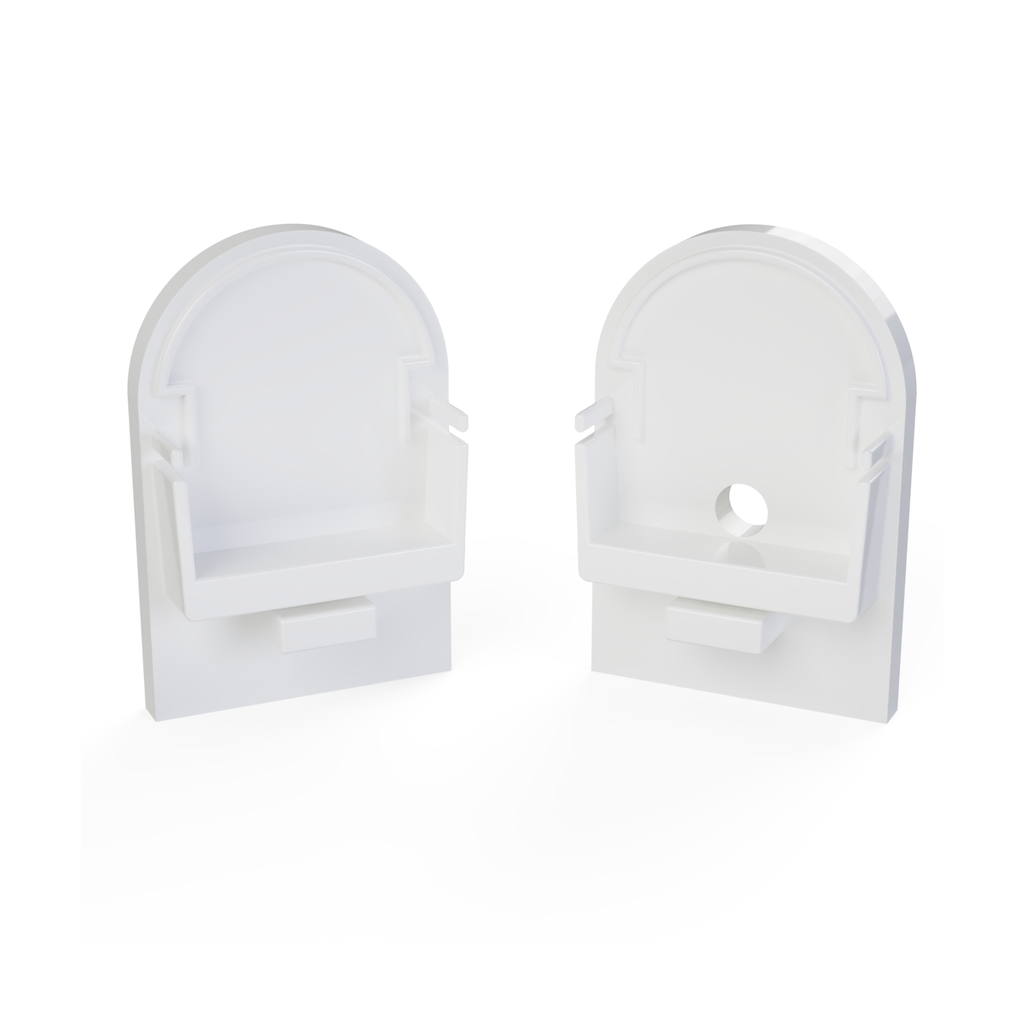 [520005129830] CAP-N4 Endkappe | HALF-ROUND | ohne Loch | weiss