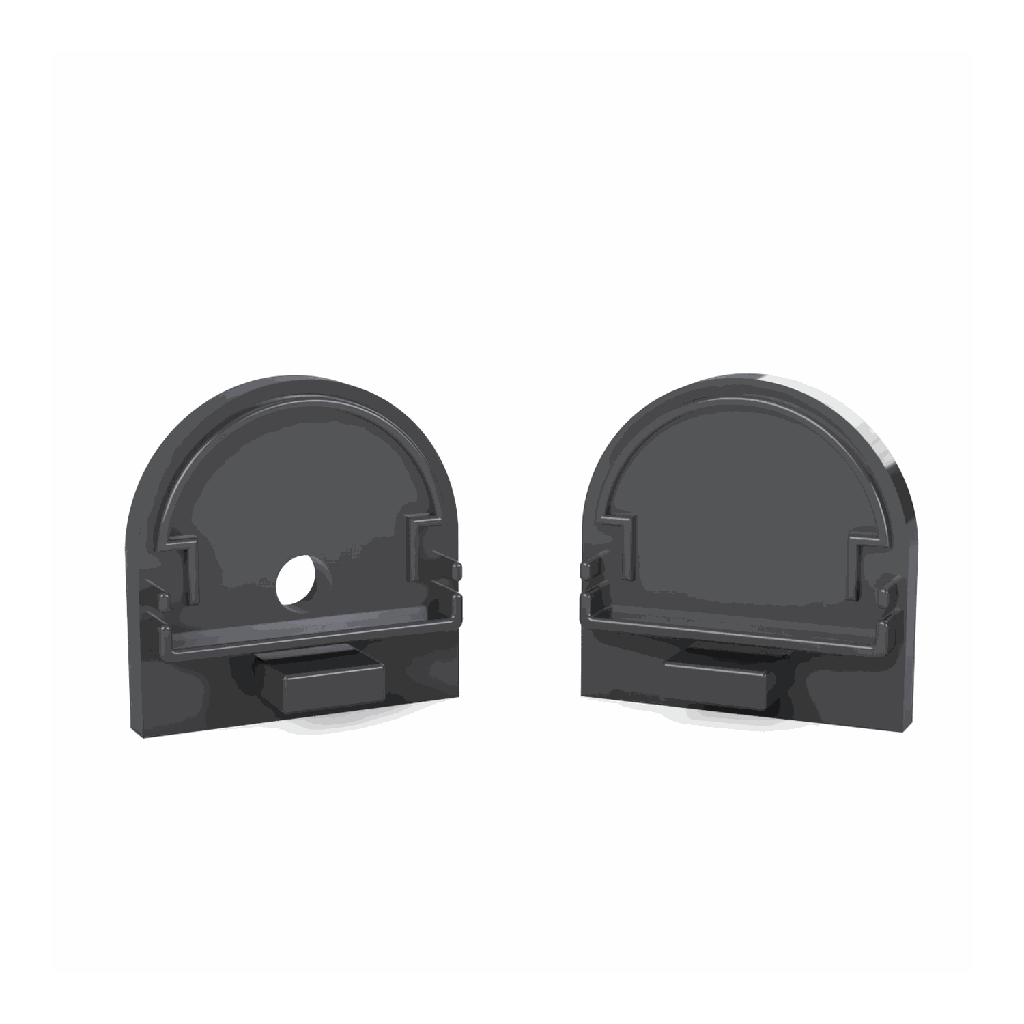 CAP-N3 Endkappe | HALF-ROUND | mit Loch | schwarz