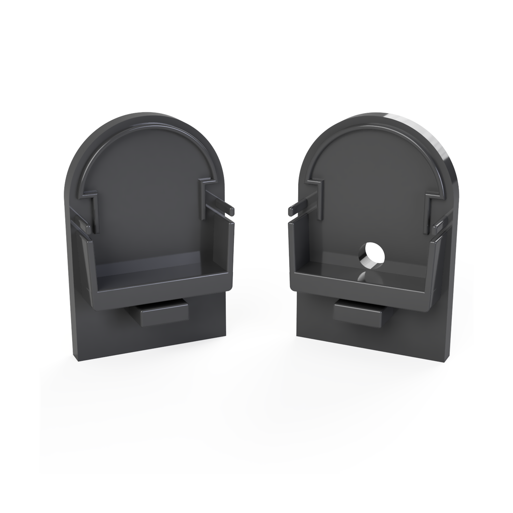 [530005129830] CAP-N4 Endkappe | HALF-ROUND | ohne Loch | schwarz